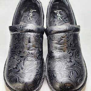 BOC Women Black Floral Peggy Clog Comfort Slip On Nursing Shoe Size 9.5